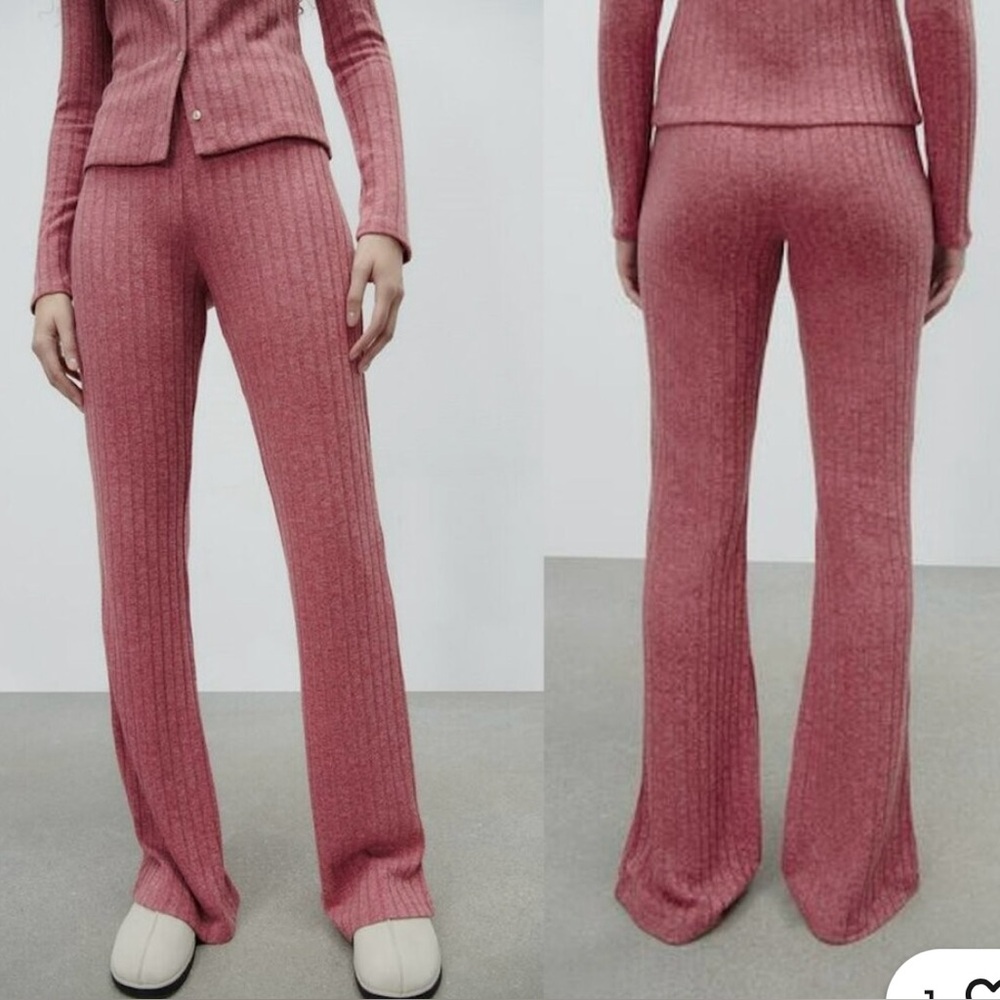 ZARA soft Knit ribbed flare pants. Super cute! NEW